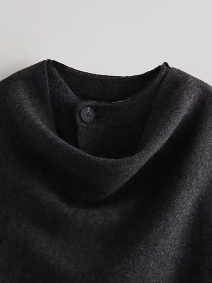 Scarf Coat Long Sleeve Knitted Asymmetric Jacket – Casual Streetwear Coat