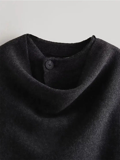 Scarf Coat Long Sleeve Knitted Asymmetric Jacket – Casual Streetwear Coat