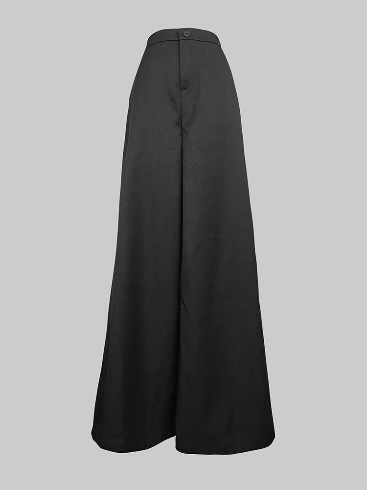 Pant Sets Two-Piece Set – See-Through Blouse & Wide Leg Pocket Loose Pants