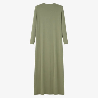 Ribbed V-Neck Button Maxi Dress