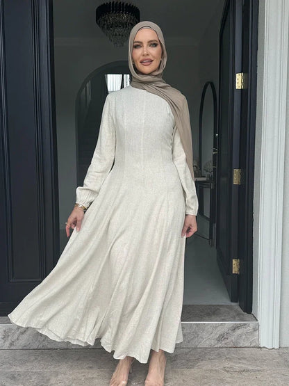 Slim Long Dress – Solid Color Casual Abaya