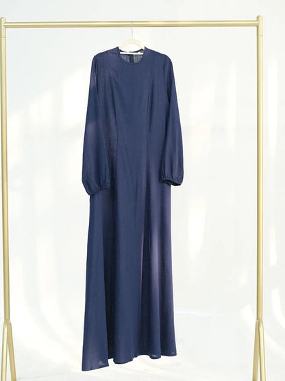 Slim Long Dress – Solid Color Casual Abaya