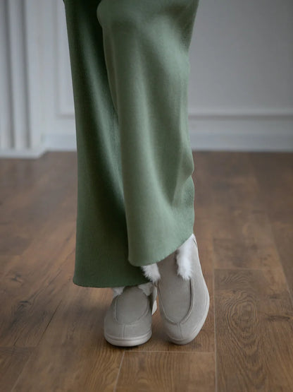 Knitted 2-Piece Suit – Half Turtleneck Sweater & Wide Leg Pants Set