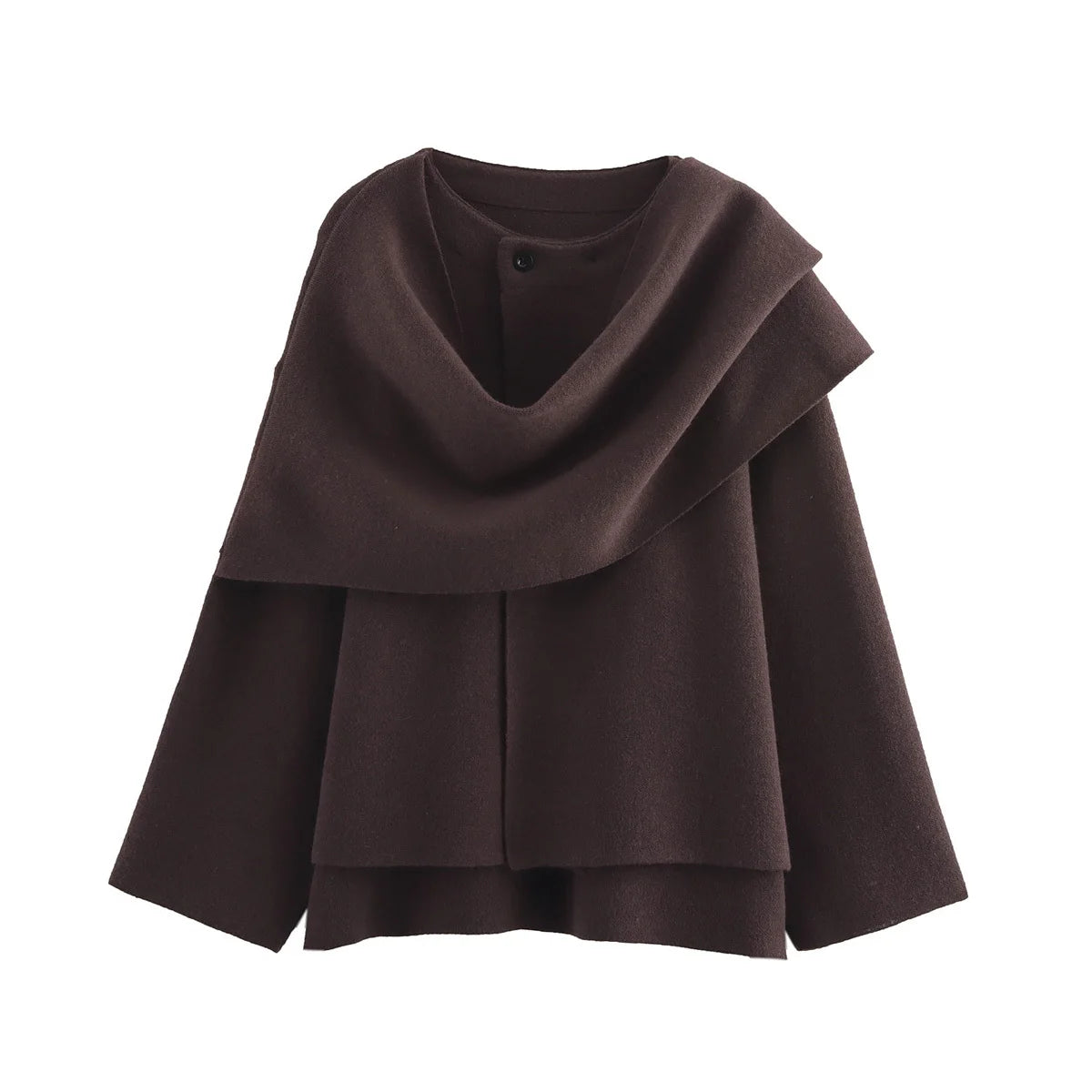 Scarf Coat Long Sleeve Knitted Asymmetric Jacket – Casual Streetwear Coat
