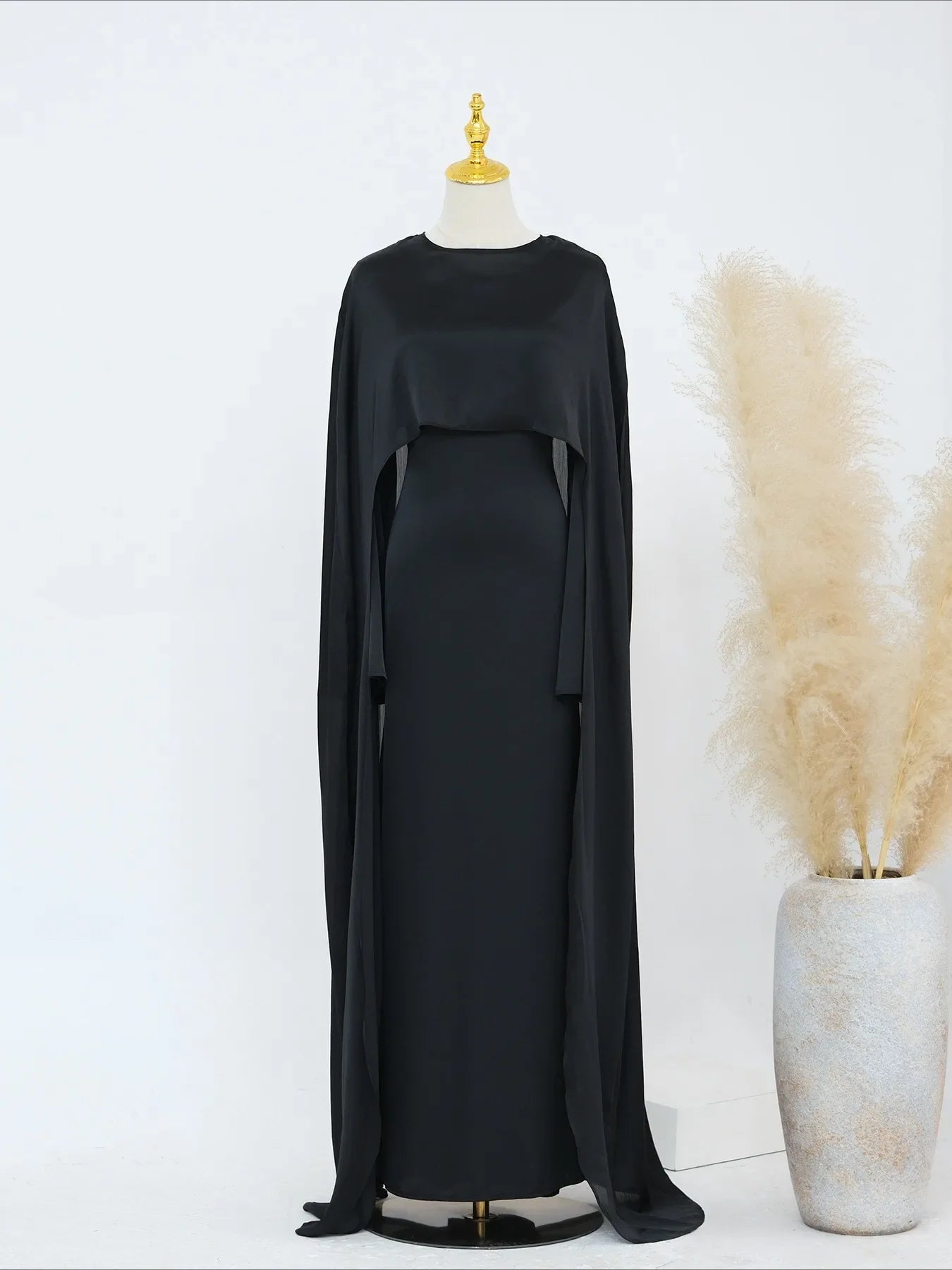 2-Piece Long Robe Abaya Set with Cape