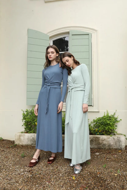 Ribbed Wrap Top & A-Line Maxi Dress Set