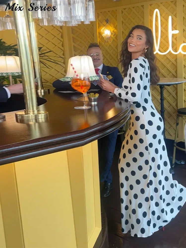 Polka Dot Slim Fit Maxi Dress