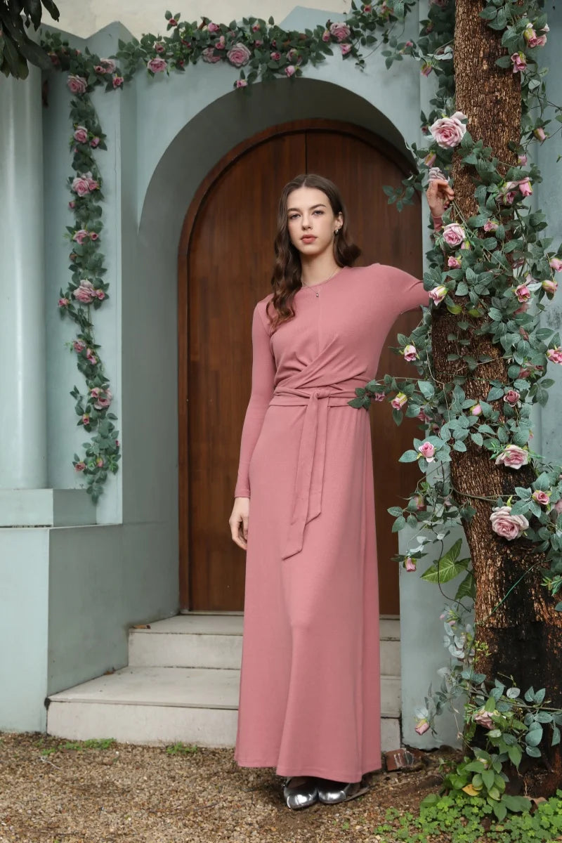 Ribbed Wrap Top & A-Line Maxi Dress Set
