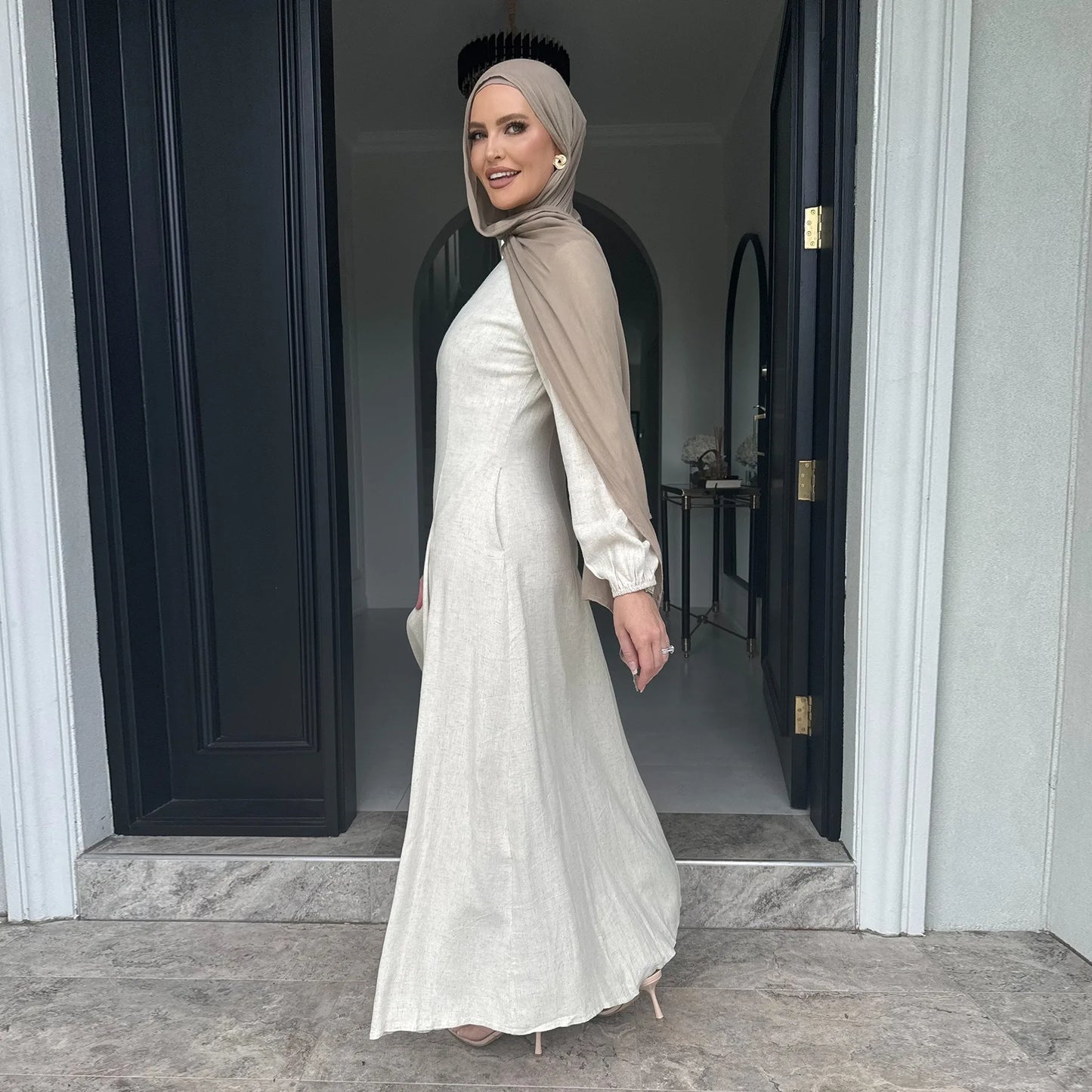 Slim Long Dress – Solid Color Casual Abaya