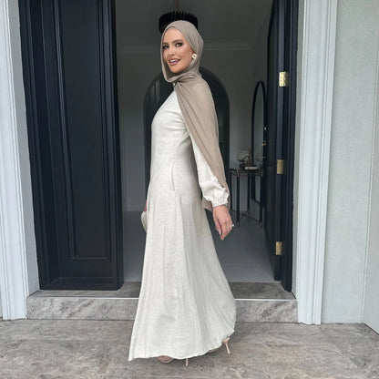 Slim Long Dress – Solid Color Casual Abaya