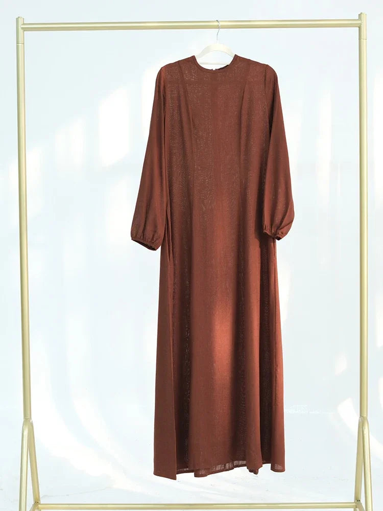 Slim Long Dress – Solid Color Casual Abaya