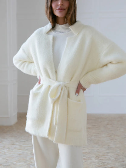 Knitted 2-Piece Suit – Half Turtleneck Sweater & Wide Leg Pants Set