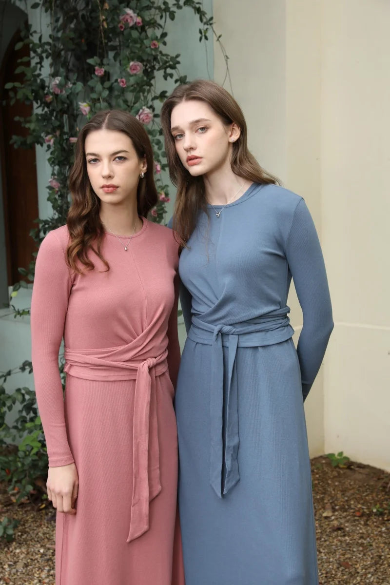 Ribbed Wrap Top & A-Line Maxi Dress Set