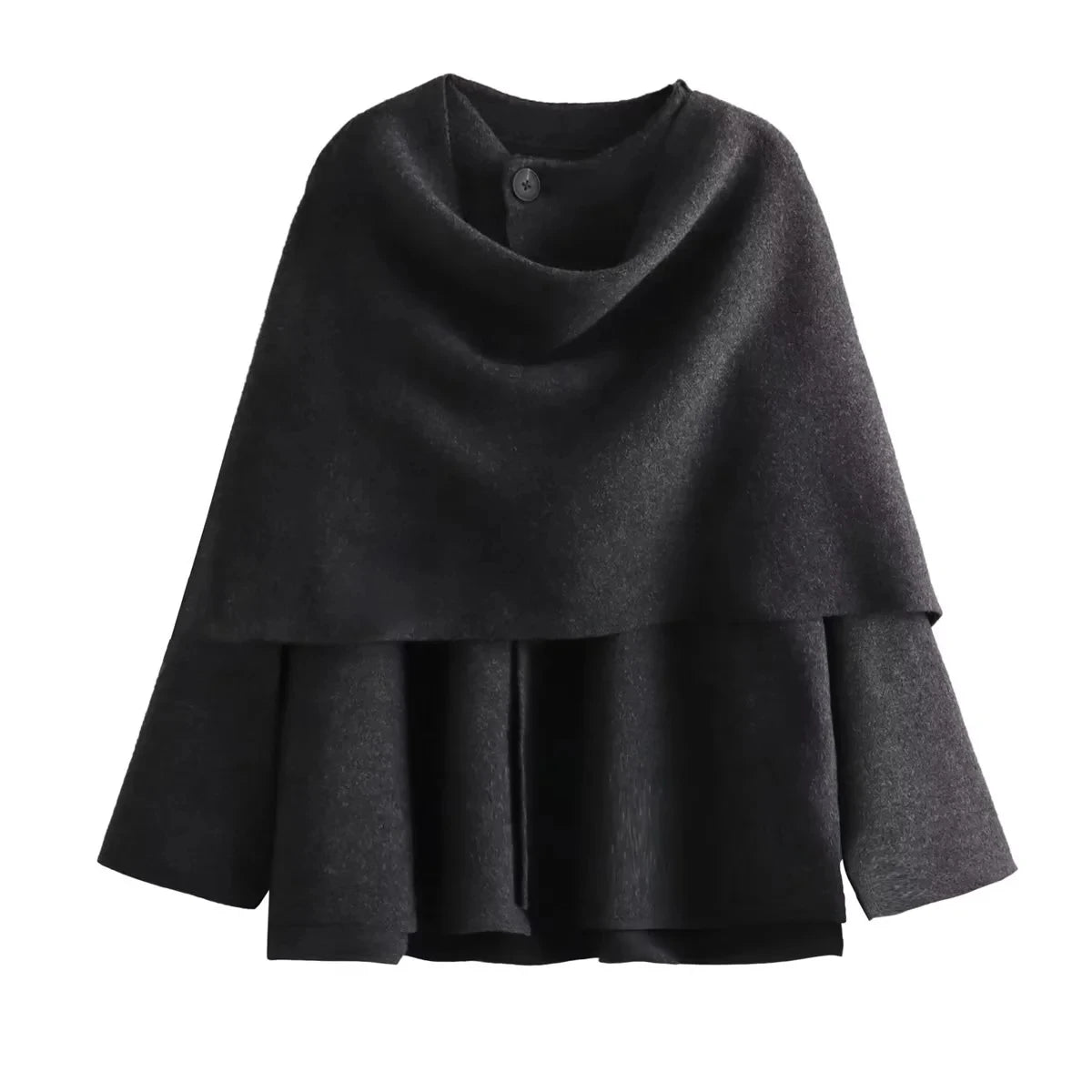 Scarf Coat Long Sleeve Knitted Asymmetric Jacket – Casual Streetwear Coat