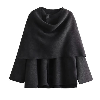 Scarf Coat Long Sleeve Knitted Asymmetric Jacket – Casual Streetwear Coat