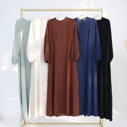 Slim Long Dress – Solid Color Casual Abaya