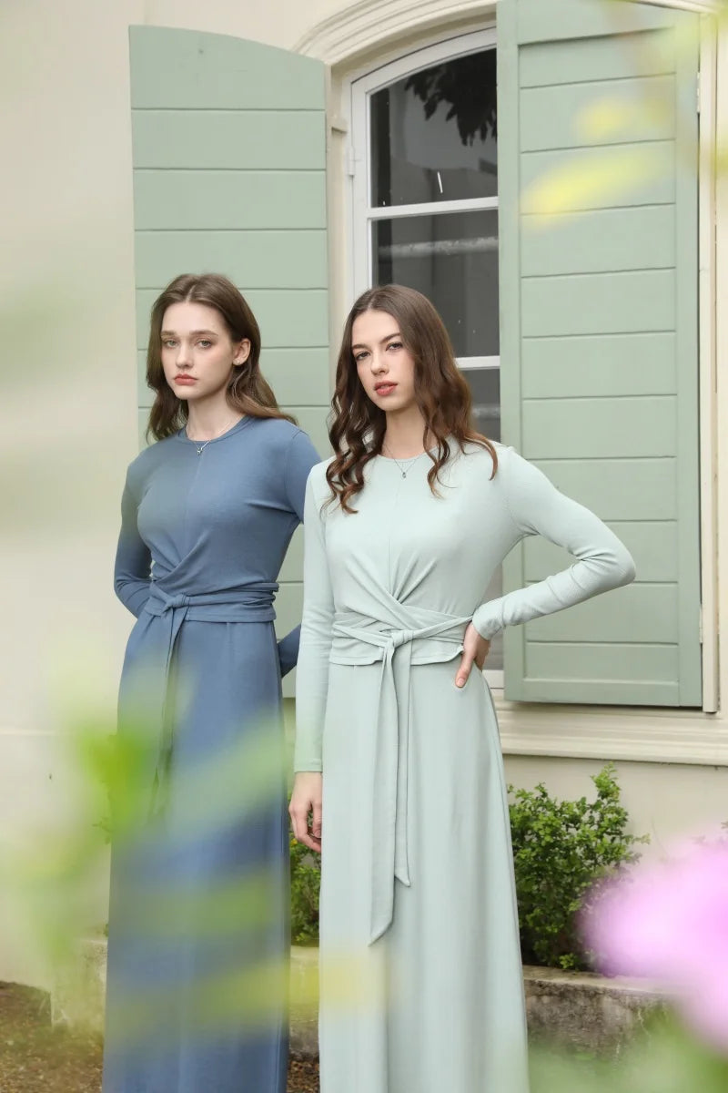Ribbed Wrap Top & A-Line Maxi Dress Set