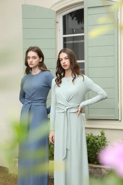 Ribbed Wrap Top & A-Line Maxi Dress Set