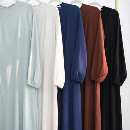 Slim Long Dress – Solid Color Casual Abaya