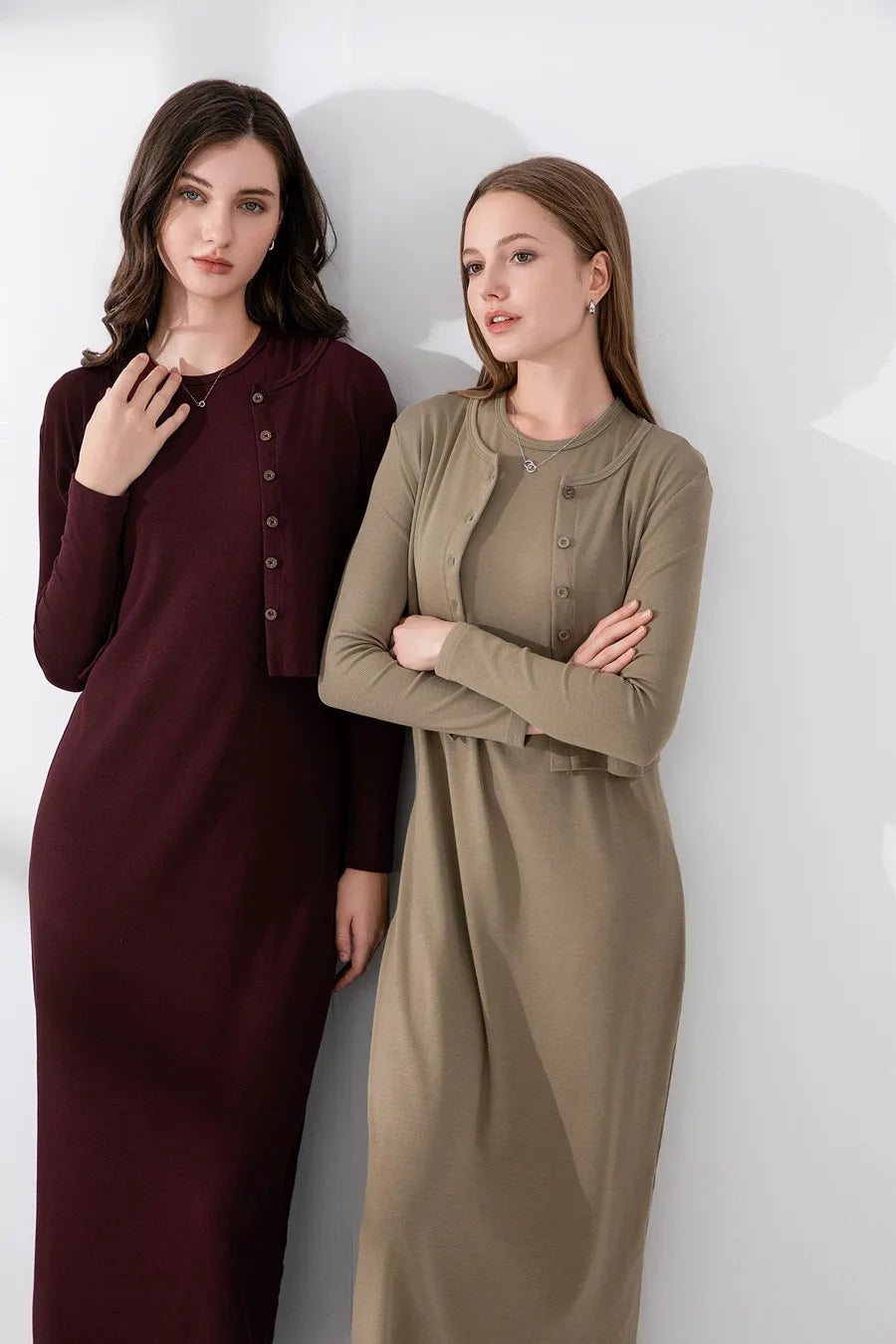 Casual Knit Cardigan Maxi Dress