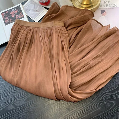 A-Line Skirt with Layered Mesh Ruffles