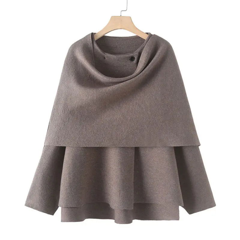 Scarf Coat Long Sleeve Knitted Asymmetric Jacket – Casual Streetwear Coat