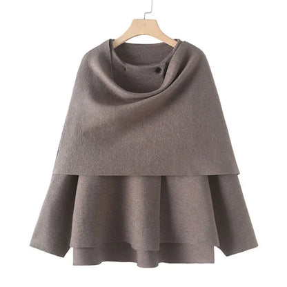 Scarf Coat Long Sleeve Knitted Asymmetric Jacket – Casual Streetwear Coat