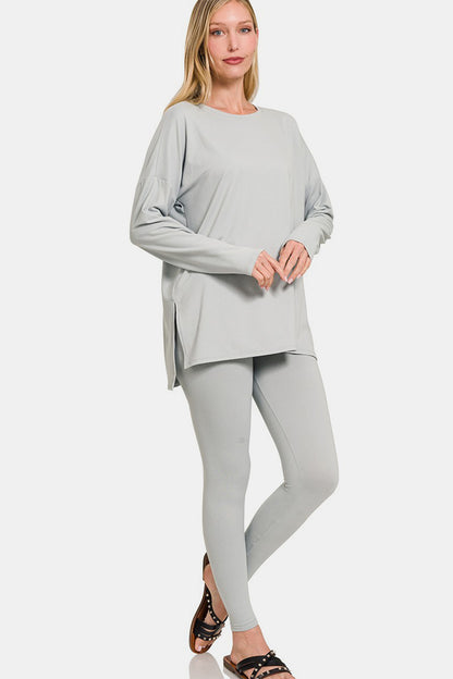 Full Size Top and Leggings Lounge Set
